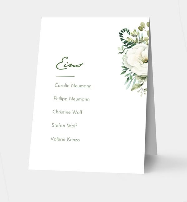 Klappkarte hoch Tischkarte oben