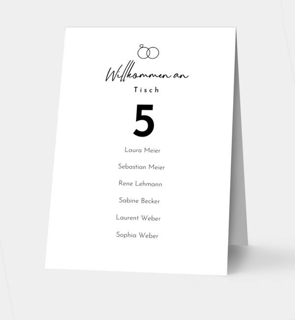 Klappkarte hoch Tischkarte oben