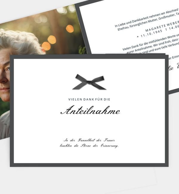 Klappkarte quer mit Schleife