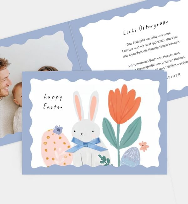 Klappkarte quer mit Schleife