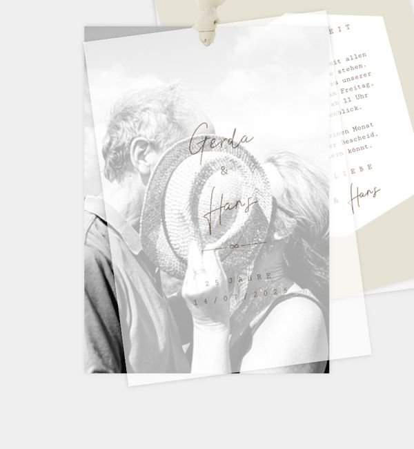 Postkarte hoch mit Transparentpapier