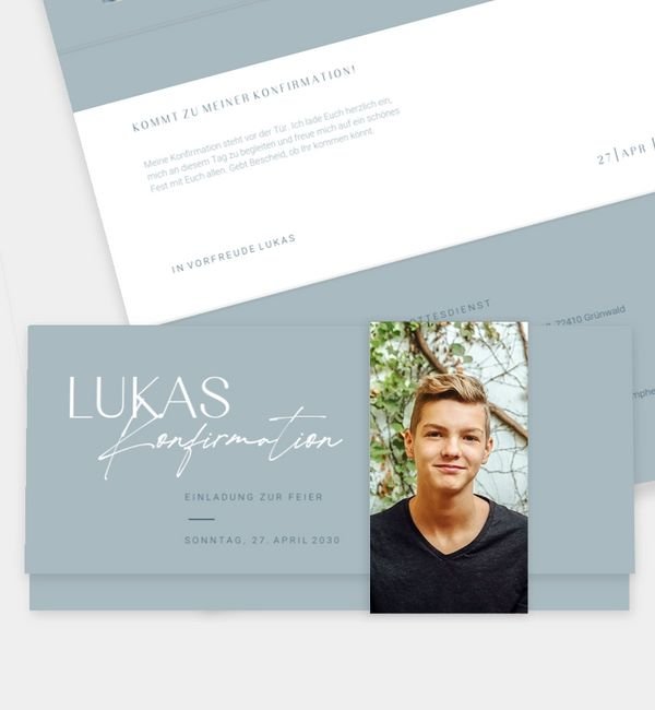 Doppel-Klappkarte quer mit Banderole