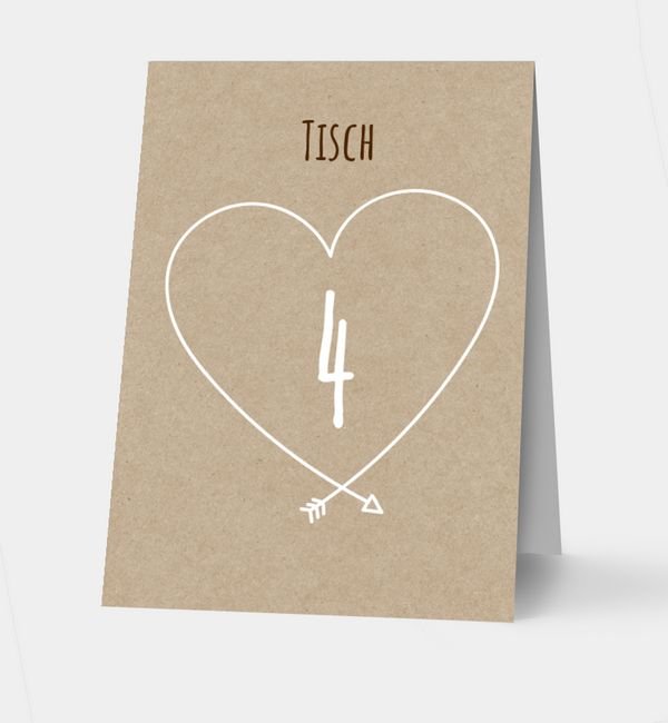 Klappkarte hoch Tischkarte oben