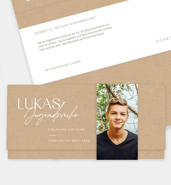 Doppel-Klappkarte quer mit Banderole