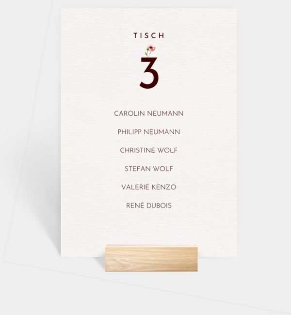 Tischnummern-Karte hoch
