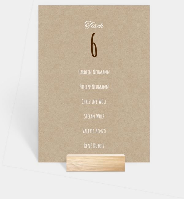 Tischnummern-Karte hoch