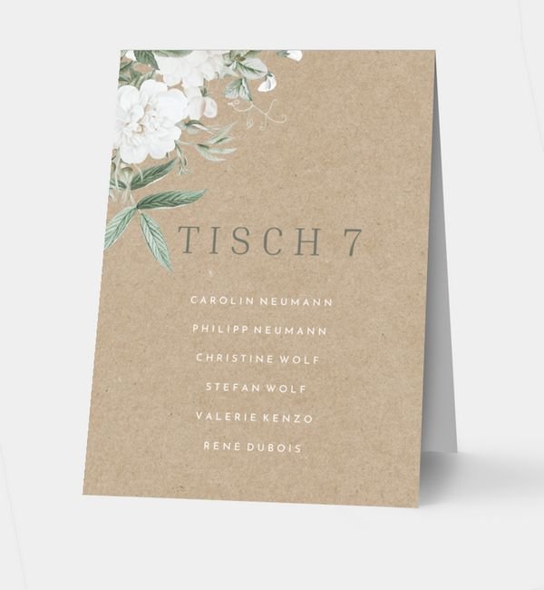 Klappkarte hoch Tischkarte oben