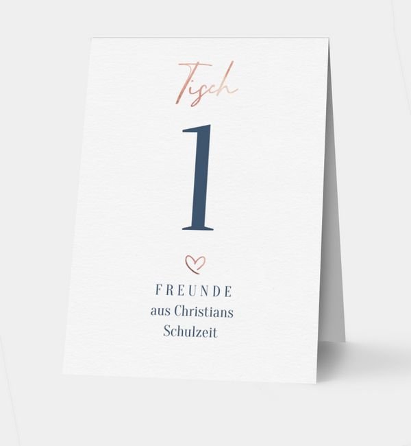 Klappkarte hoch Tischkarte oben