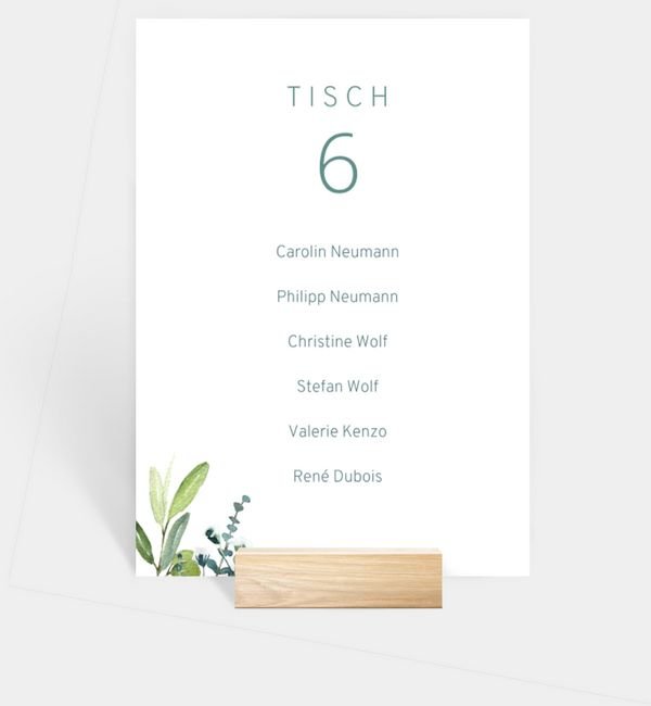 Tischnummern-Karte hoch