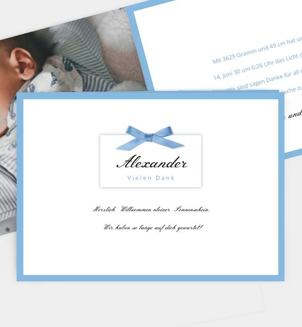 Klappkarte quer mit Schleife