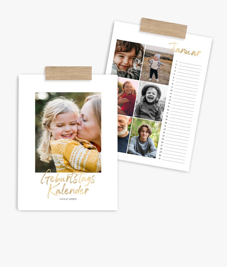 Wandkalender Golden Brush · Geburtstagskalender