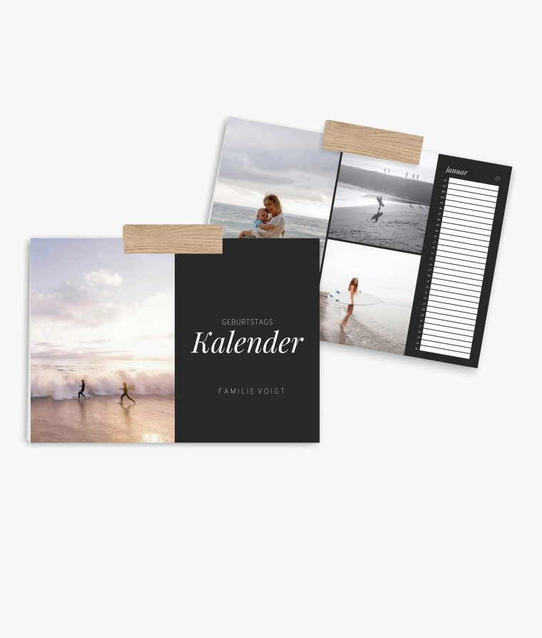 Wandkalender Noir Essence · Geburtstagskalender