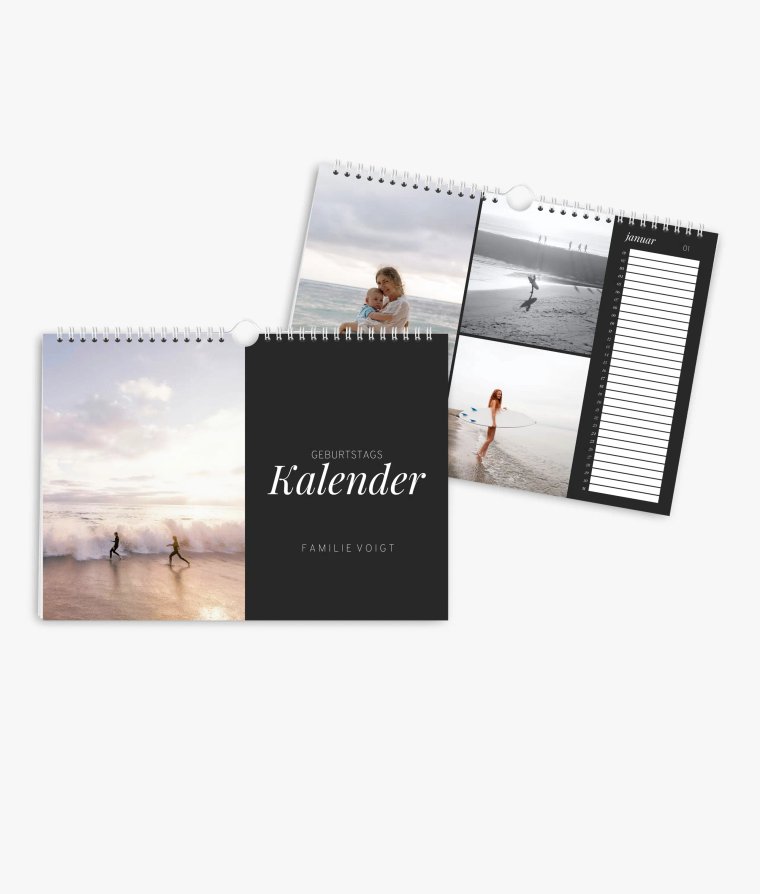 Terminkalender Noir Essence · Geburtstagskalender