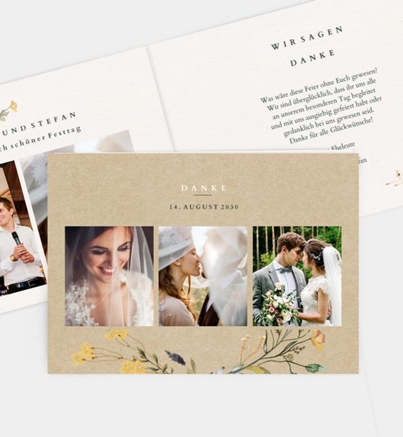 Dankeskarte Hochzeit Blütengarten