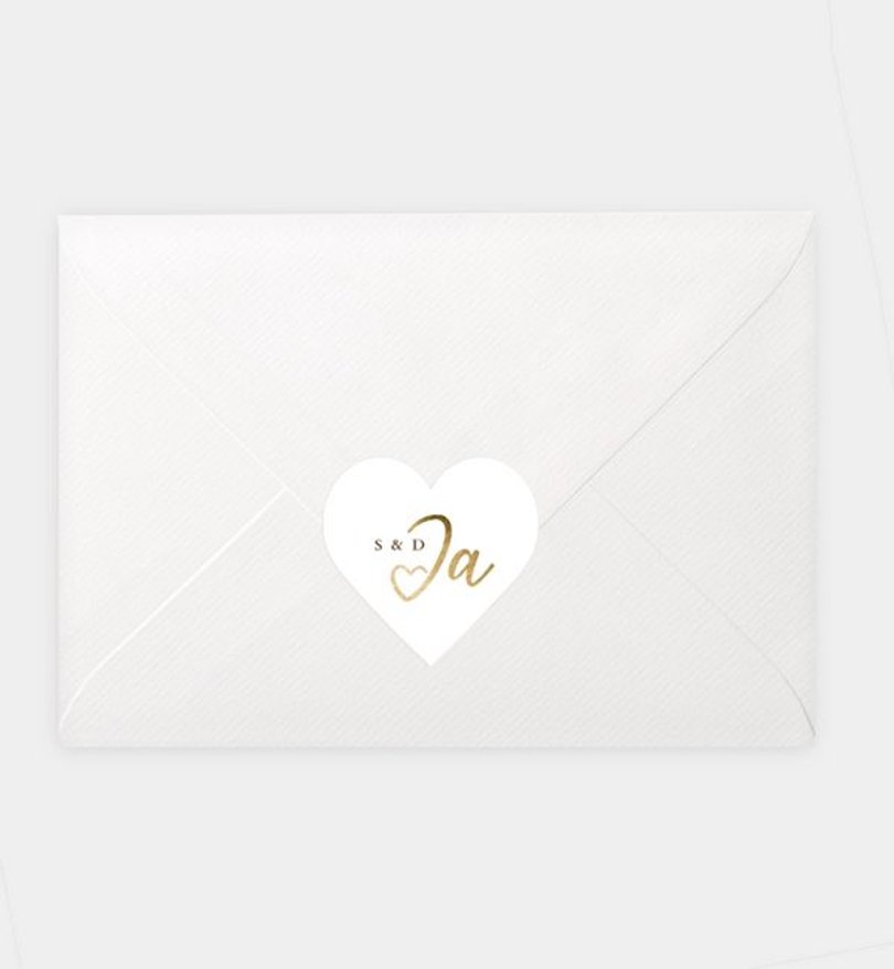 Siegelsticker Hochzeit Ja · Mitten ins Herz