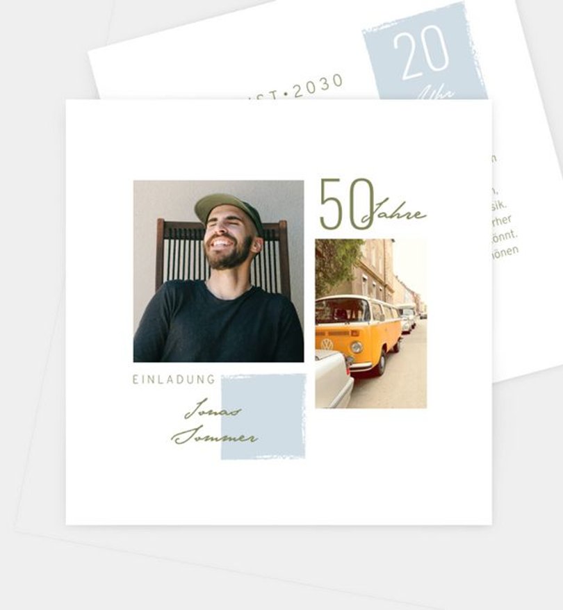 Einladungskarte Geburtstag Dezente Collage