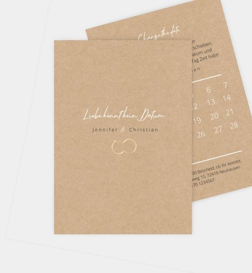 Change-The-Date Karte Hochzeit Ringe