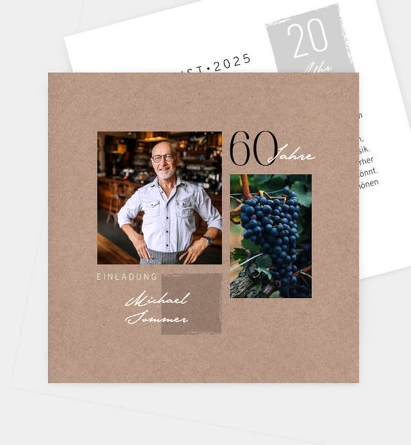 Einladungskarte Geburtstag Dezente Collage · crafty
