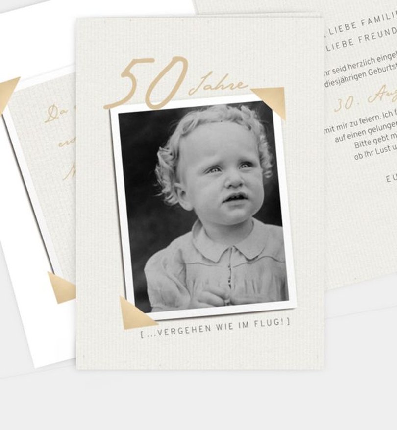 Einladungskarte Geburtstag Fotoecken 50 Jahre