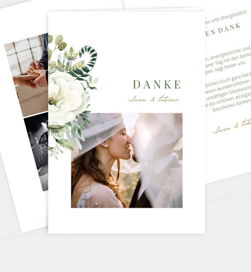 Dankeskarte Hochzeit Green Romance