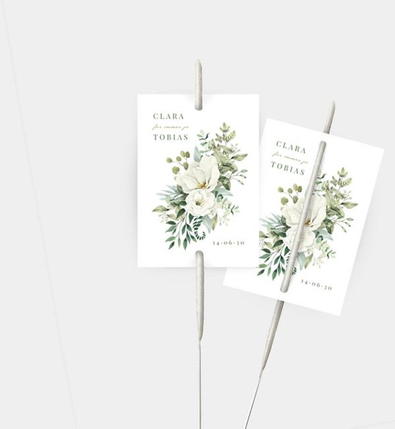 Wunderkerzenetikett Hochzeit Green Romance