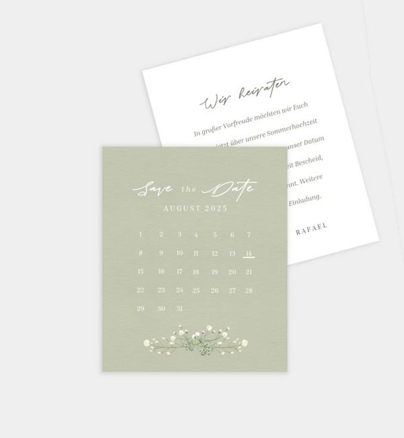 Save-The-Date Karte Hochzeit Schleierkraut