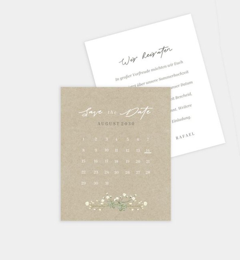 Save-The-Date Karte Hochzeit Schleierkraut
