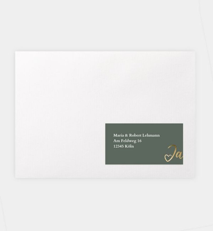 Empfängeraufkleber Hochzeit Ja · Mitten ins Herz