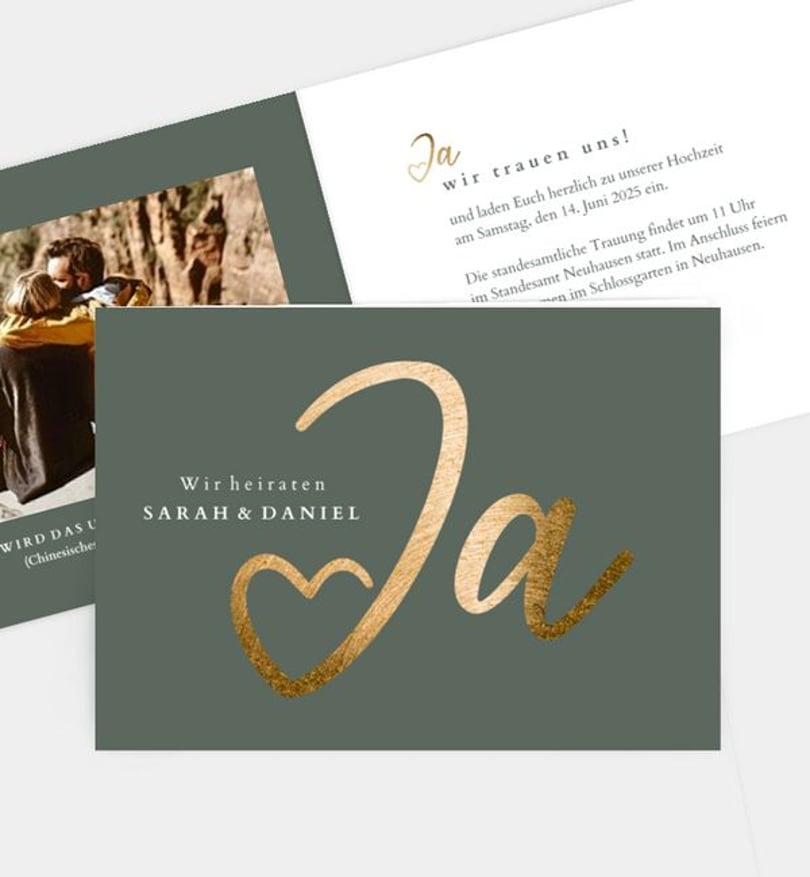 Einladung Standesamt Hochzeit Ja · Mitten ins Herz