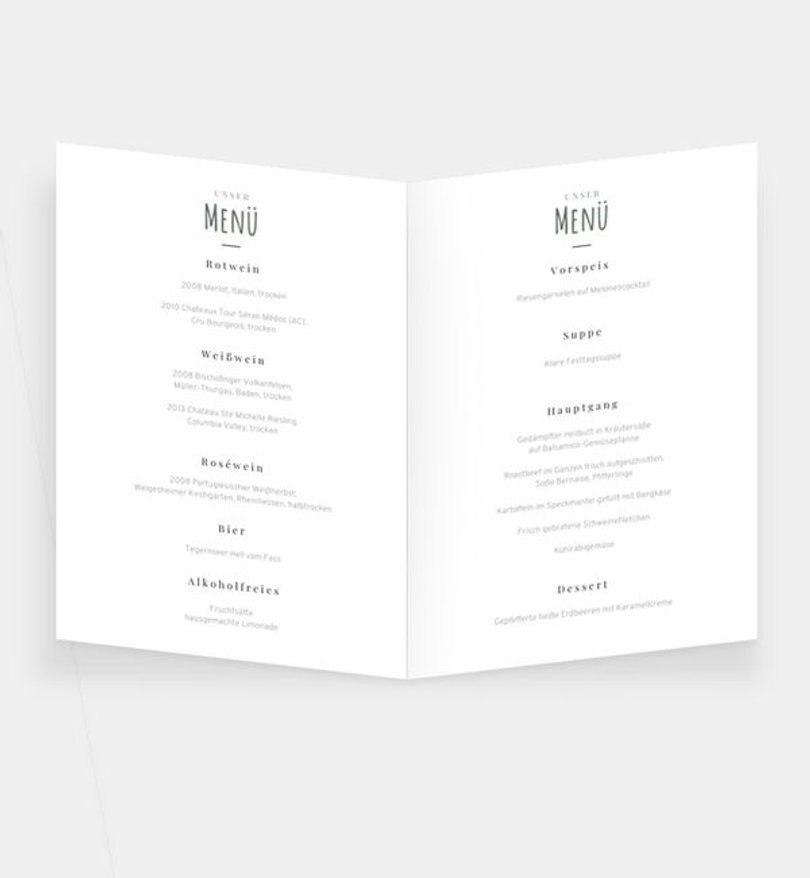 Einleger - Menükarte Konfirmation Soft Green