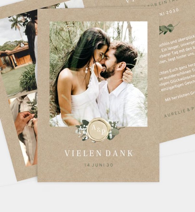 Dankeskarte Hochzeit Eukalyptus Siegel