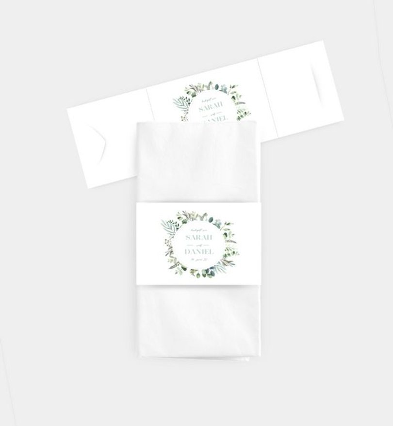 Taschentücher Banderole Hochzeit Minty Flower