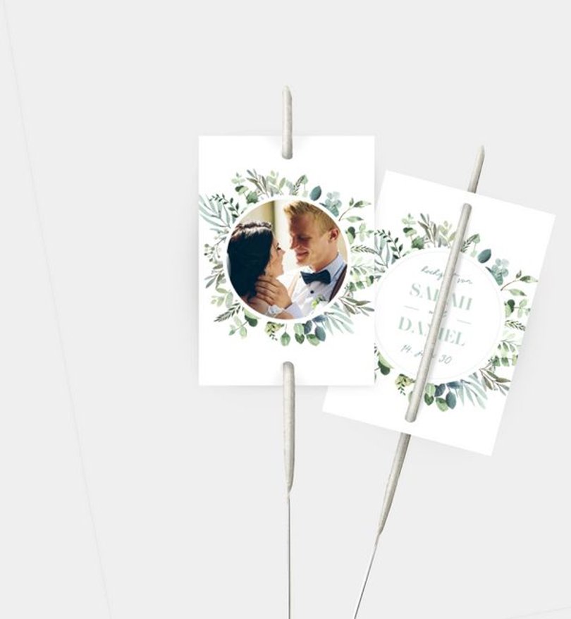 Wunderkerzenetikett Hochzeit Minty Flower