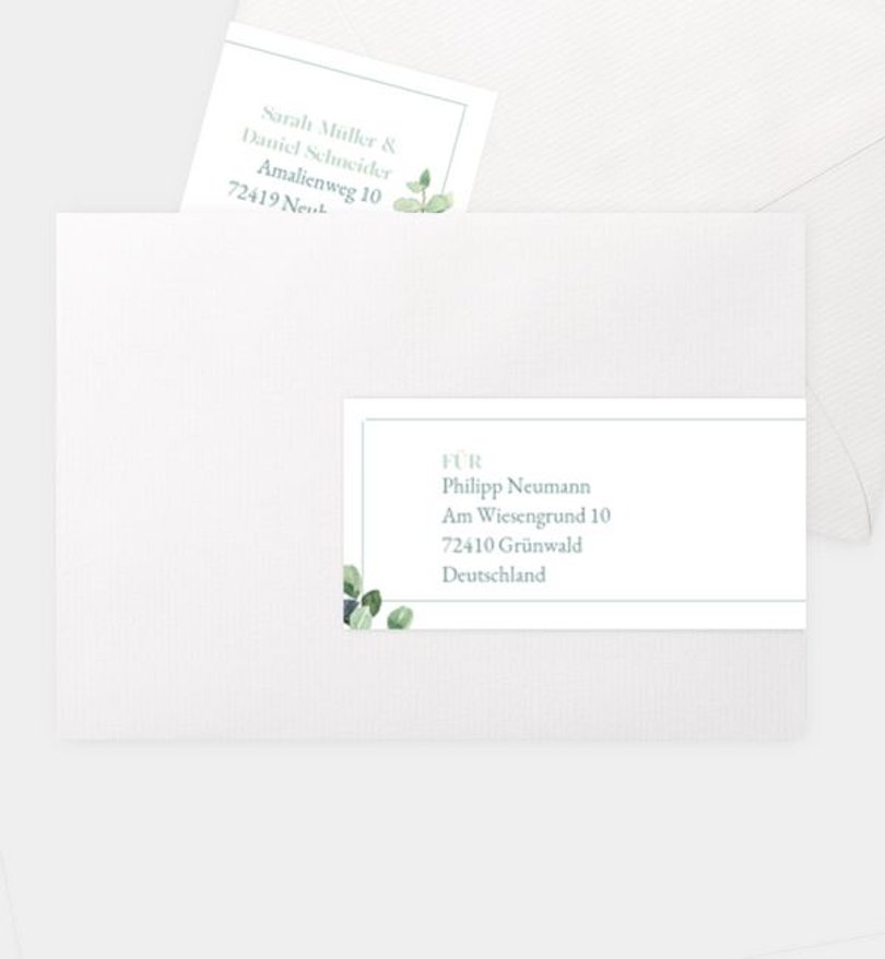 Adressaufkleber Hochzeit Minty Flower
