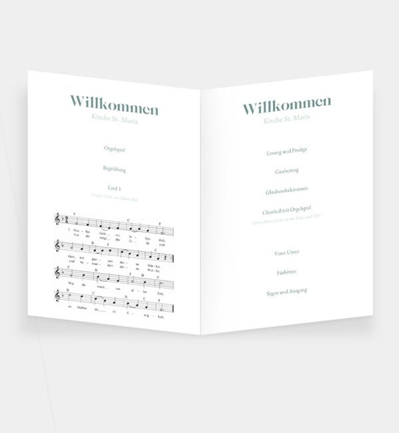 Einleger - Kirchenheft Hochzeit Minty Flower