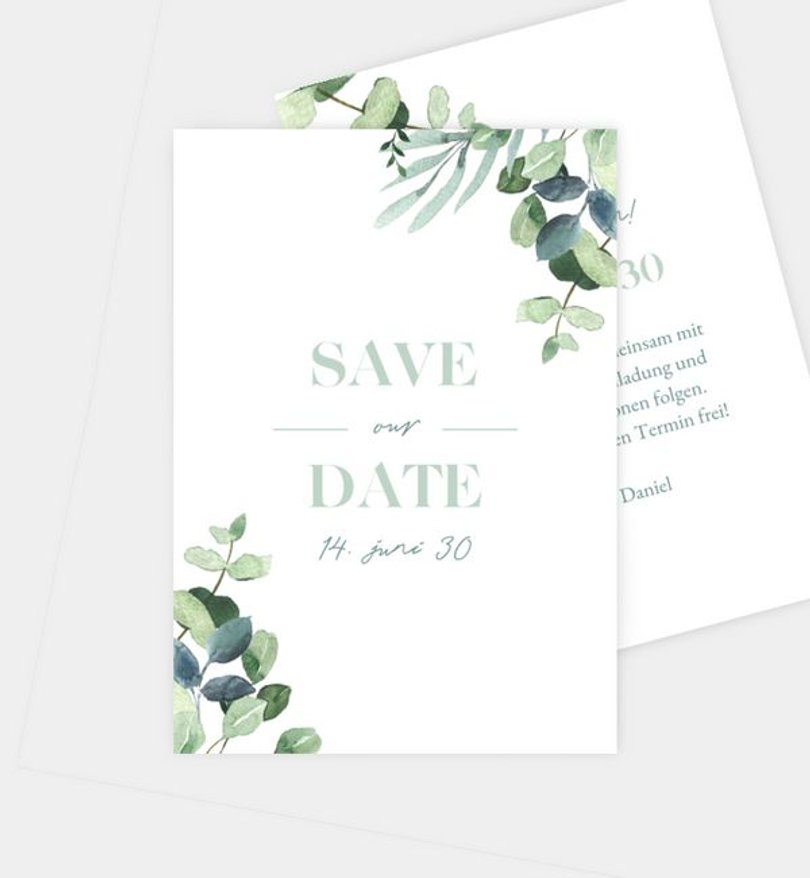 Save-The-Date Karte Hochzeit Minty Flower