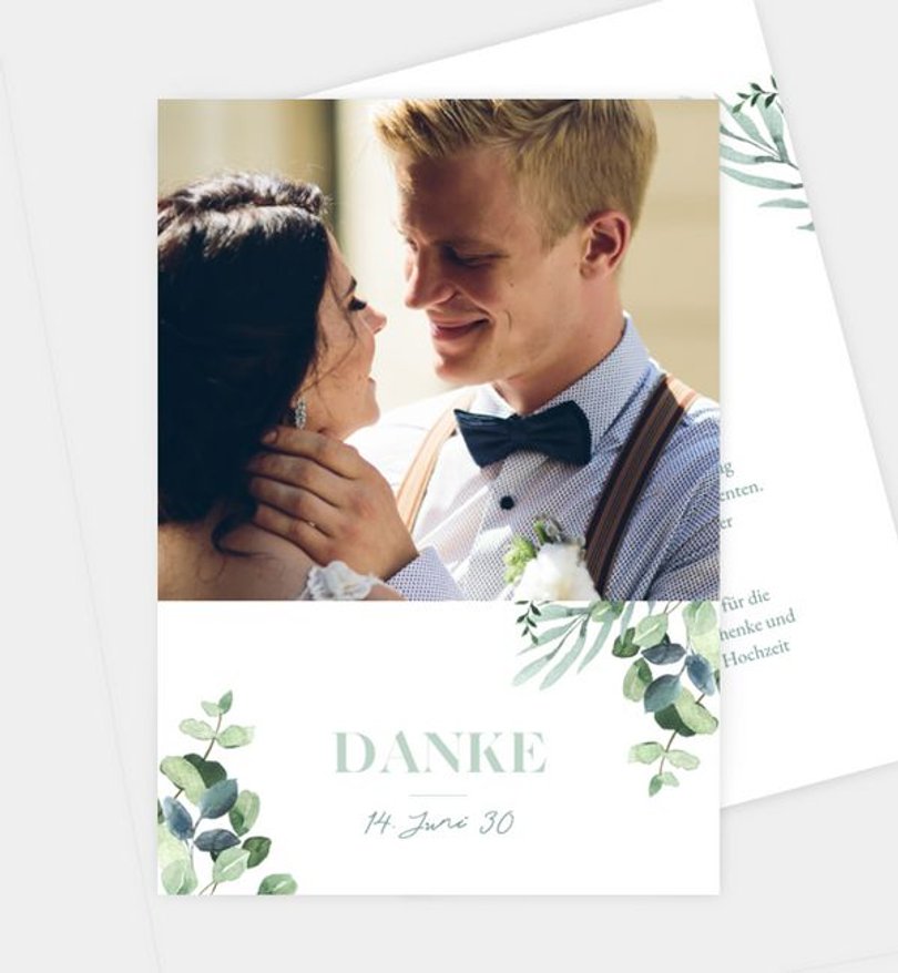 Dankeskarte Hochzeit Minty Flower