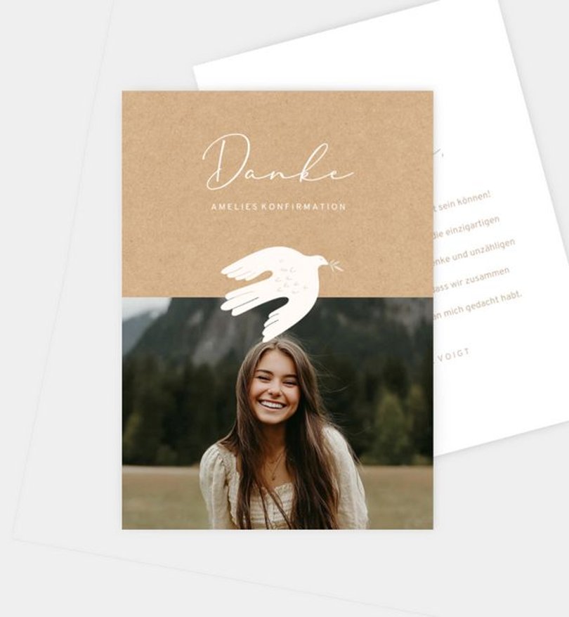 Dankeskarte Konfirmation Dove