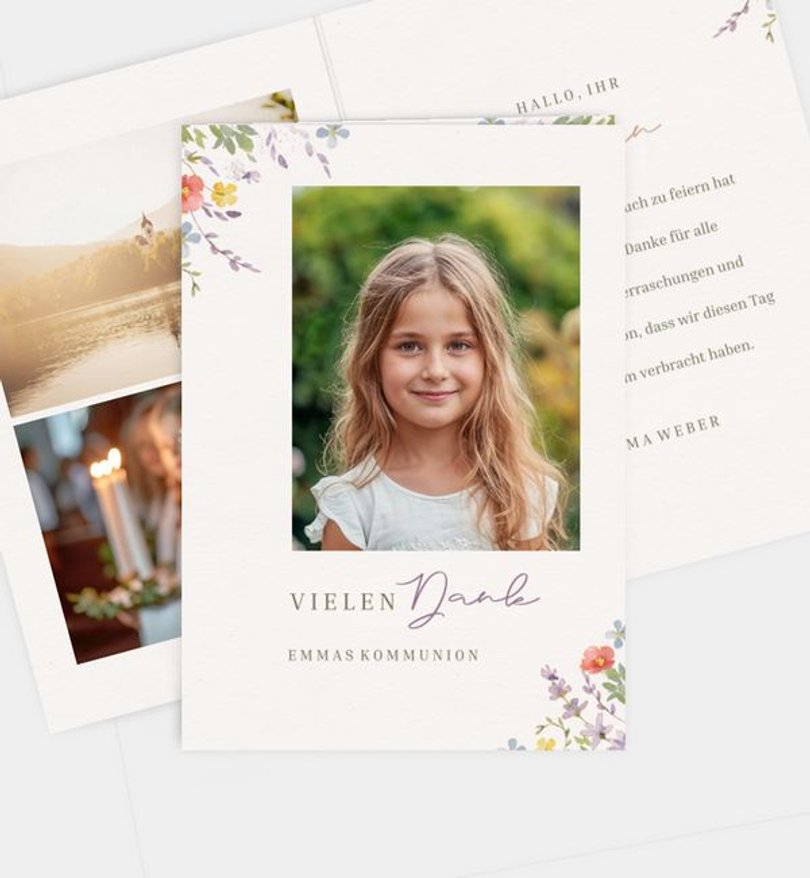 Dankeskarte Kommunion Wildflowers