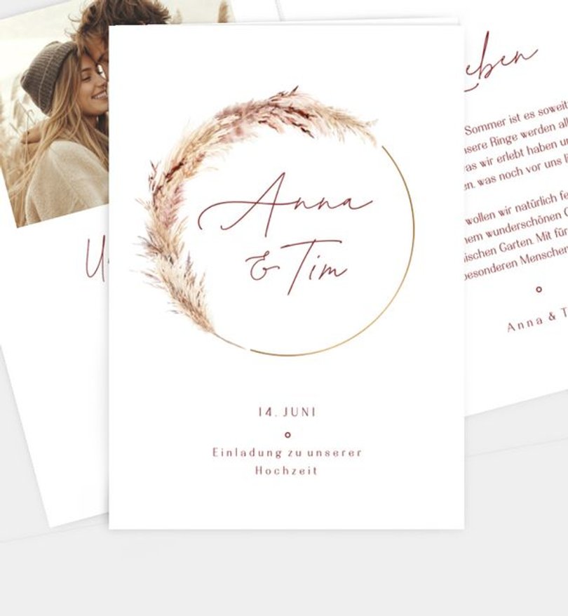 Einladungskarte Hochzeit Pampas Elegance
