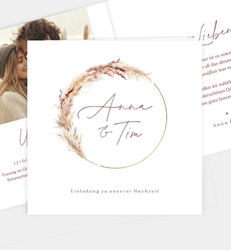 Einladungskarte Hochzeit Pampas Elegance