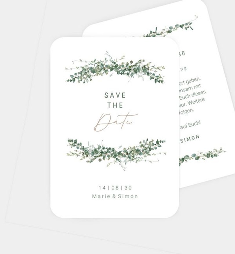 Save-The-Date Karte Hochzeit Botanischer Garten