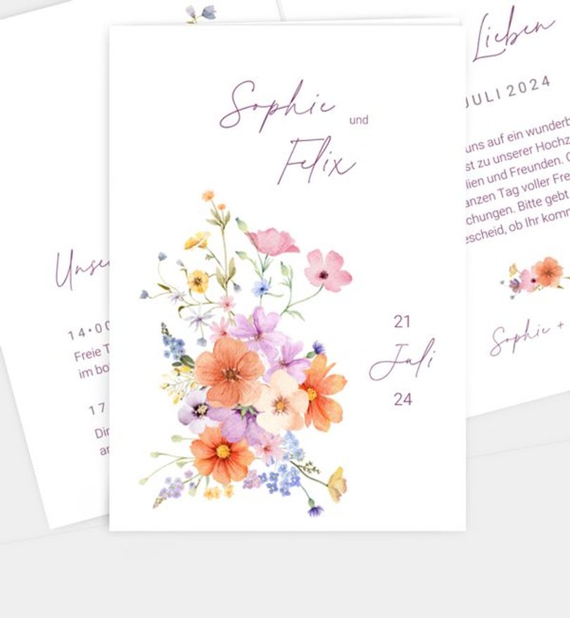 Einladungskarte Hochzeit Colourblocking