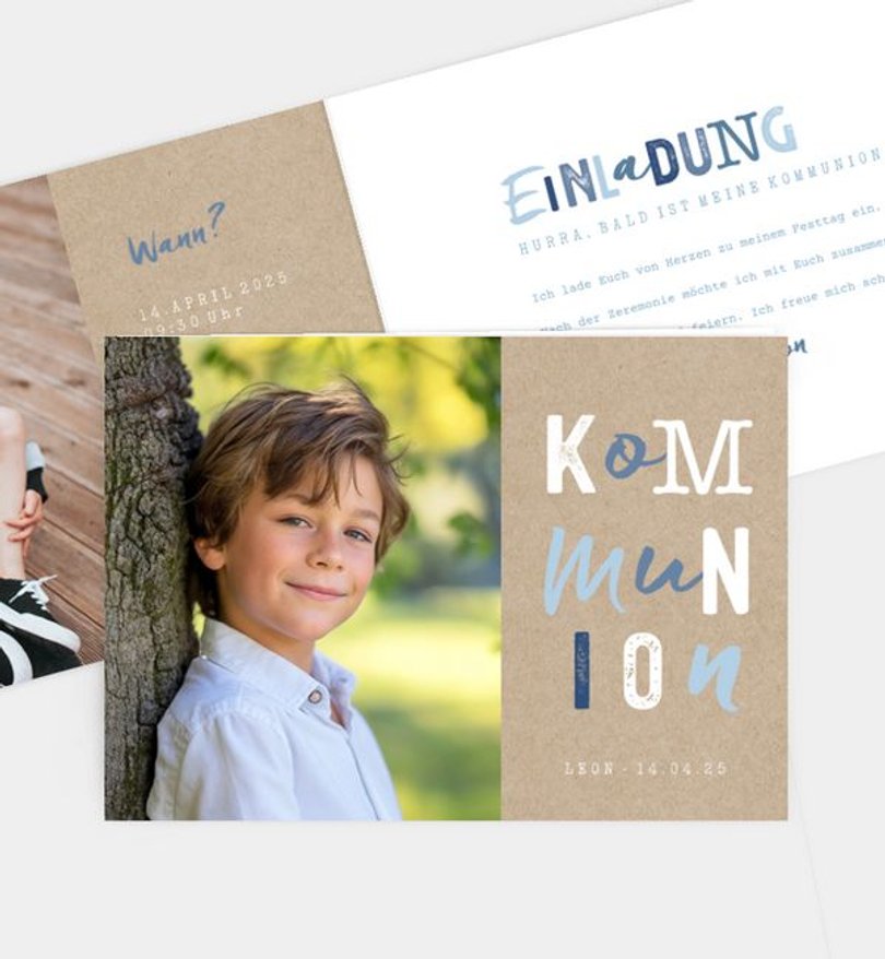 Einladungskarte Kommunion Cool Kids · Vintage