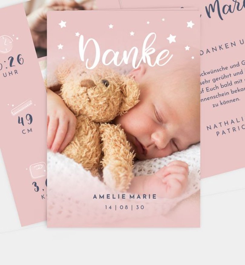 Dankeskarte Geburt Sweet Dreams