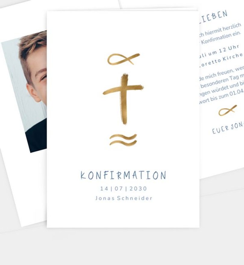 Einladungskarte Konfirmation Coole Symbole