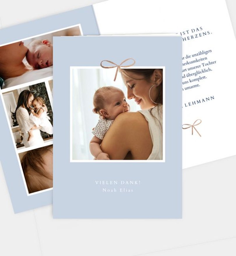 Dankeskarte Geburt Baby Bow