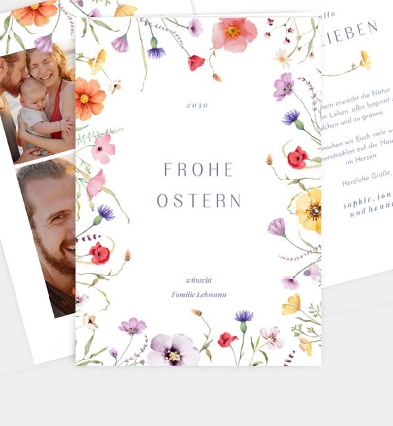 Grußkarte Ostern Osterblumen