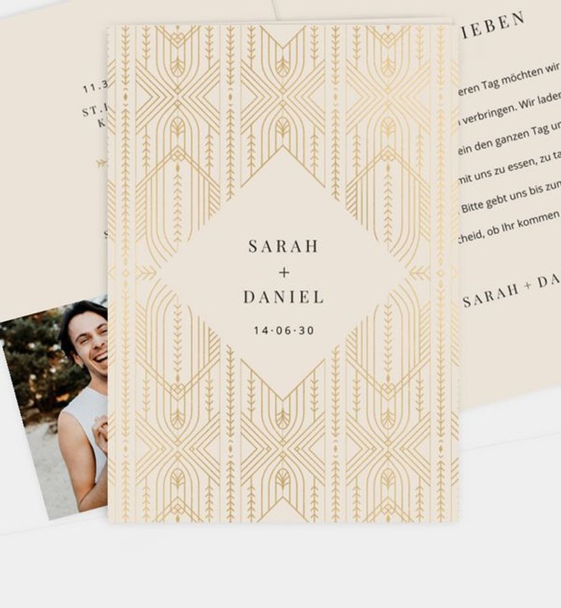 Einladungskarte Hochzeit Art Deco
