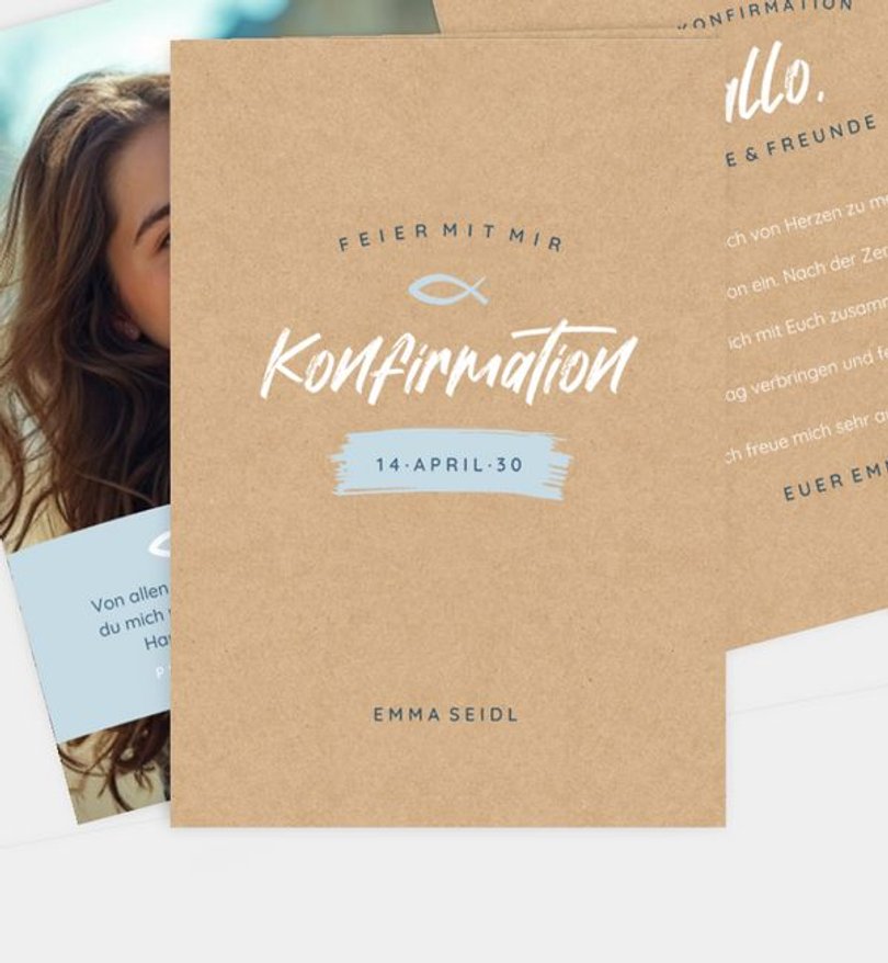 Einladungskarte Konfirmation Pinselstrich